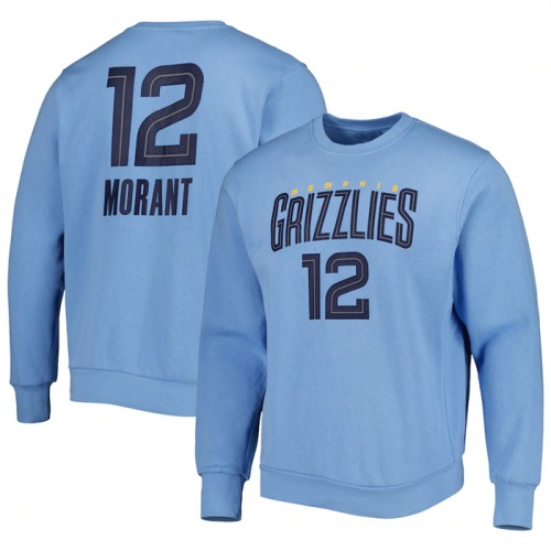 Men's Memphis Grizzlies #12 Ja Morant Blue Long Sleeve T-Shirt - Click Image to Close